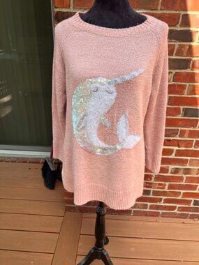 Lauren Conrad Narwhal Sweater with Sparkles Size L